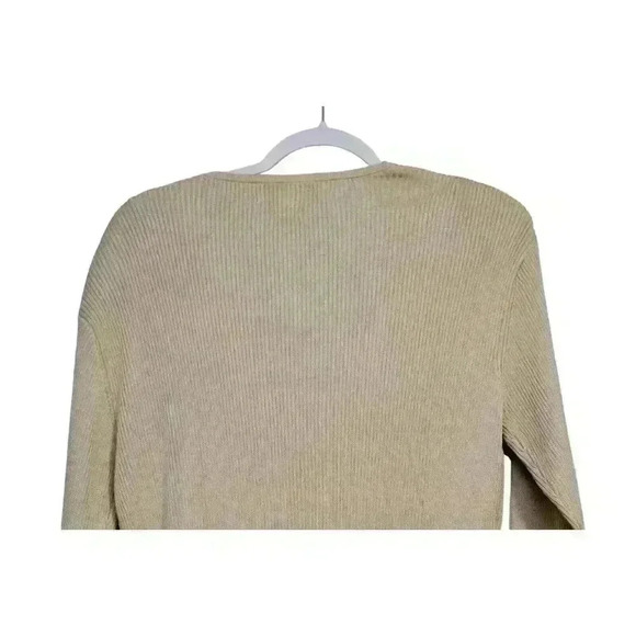 Carlisle Cardigan Sweater Size XL 100% Silk Ribbed Knit Career Workwear Stretch - Picture 8 of 9